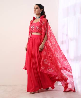 Hot Pink Pleated skirt set(set of 3) 5