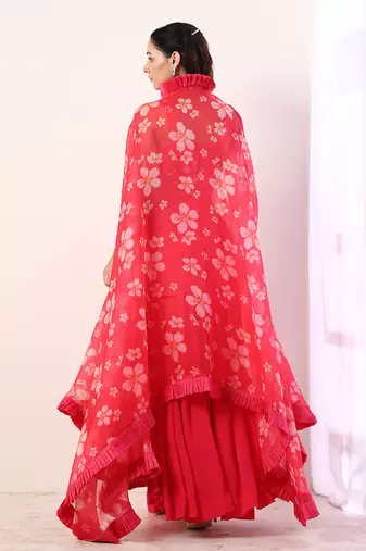 Hot Pink Pleated skirt set(set of 3)