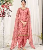 Pink embroidered net salwar