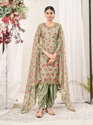 Light-green embroidered net salwar 1