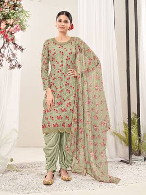 Light-green embroidered net salwar 2