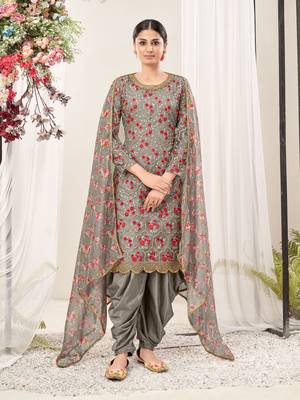 Grey embroidered net salwar 1