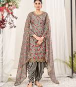 Grey embroidered net salwar