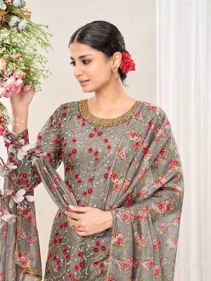 Grey embroidered net salwar 3