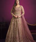 Onion-pink embroidered net salwar
