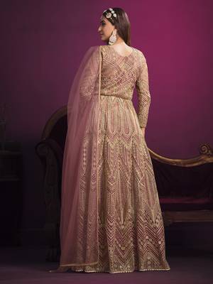Onion-pink embroidered net salwar 3