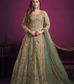 Sea-green embroidered net salwar