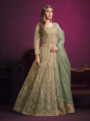 Sea-green embroidered net salwar 2