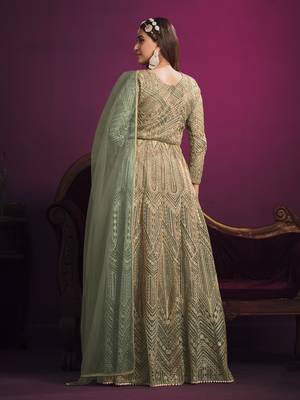 Sea-green embroidered net salwar 3
