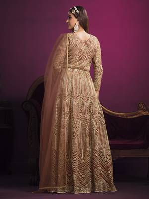 Light-brown embroidered net salwar 3