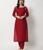 Maroon Grace Straight Kurti With Straight Pants