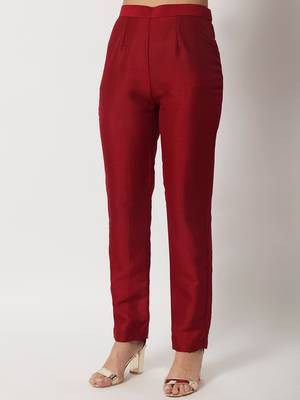 Maroon Grace Straight Kurti With Straight Pants and Banarasi Bandhej Dupatta 2