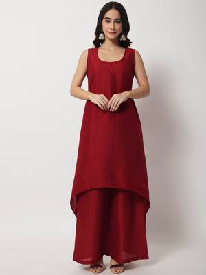 Maroon Co-ord Set with Cape 4