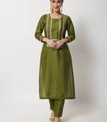Moss Green Straight Kurti With Straight Pants