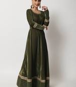 Olive Green Shine Velvet Floorlength With Net Sequin Dupatta