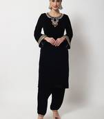 Black Beauty Embroidered Kurti with Velvet Salwar