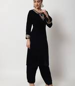Black Beauty Embroidered Kurti with Velvet Salwar and Sequin Dupatta