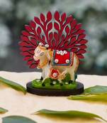Chaque Decor Polyresin Handcrafted Kamdhenu Cow and Calf Decorative Statue | Kamdhenu Cow with calf For Temple
