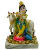 Chaque Decor Hand painted  Lord Krishna Idol with Nandi God Figurines