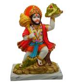 Chaque Decor Hand painted  Lord Hanuman caring mountain Idol For Home Decoration
