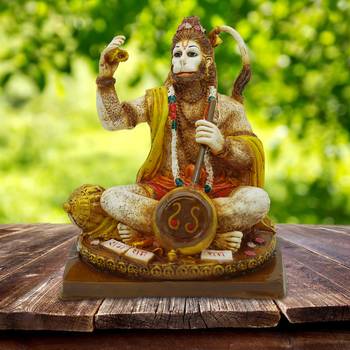 Chaque Decor Hand painted  Lord Hanuman Playing Sitar Idol For Home Decoration 1