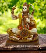 Chaque Decor Hand painted  Lord Hanuman Playing Sitar Idol For Home Decoration