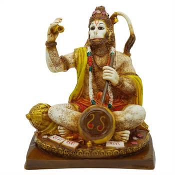 Chaque Decor Hand painted  Lord Hanuman Playing Sitar Idol For Home Decoration 2