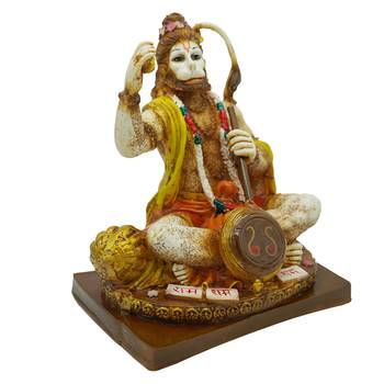 Chaque Decor Hand painted  Lord Hanuman Playing Sitar Idol For Home Decoration 3