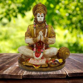 Chaque Decor Hand painted  Lord Hanuman in dhyan Idol For Home Decoration 1