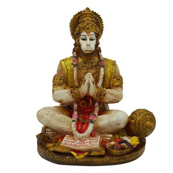 Chaque Decor Hand painted  Lord Hanuman in dhyan Idol For Home Decoration 2