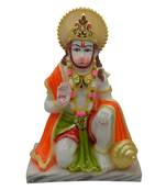 Chaque Decor Hand painted  Lord Hanuman giving blessing Idol For Home Decoration