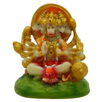 Chaque Decor Hand painted  Lord Panchmukhi Hanuman Idol For Home Decoration 1