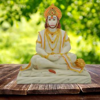 Chaque Decor Hand painted  Lord Hanuman in Dhyan Idol For Home Decoration 1