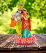 Chaque Decor Hand painted  Radha Krishna with Flute & peacock For Pooja Room & Decoration