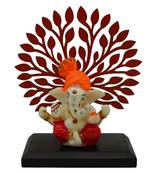 Chaque Decor Mukut Ganesha Decorative Showpiece with Wooden Tree for Home/Temple/Office/Car Dashboard