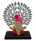 Chaque Decor Mukut Ganesha Decorative Showpiece with Wooden Tree for Home/Temple/Office/Car Dashboard