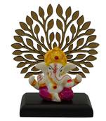 Chaque Decor Mukut Ganesha Decorative Showpiece with Wooden Tree for Home/Temple/Office/Car Dashboard