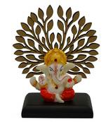 Chaque Decor Mukut Ganesha Decorative Showpiece with Wooden Tree for Home/Temple/Office/Car Dashboard
