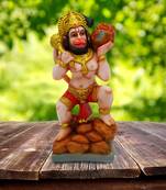Chaque Decor Brown Hand painted  Lord Hanuman caring mountain Idol For Home Decoration