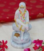 Chaque Decor  Sai Baba Handpainted Idol For Success & Gifts/Pooja Room/Home Decoration