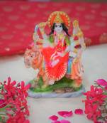 Chaque Decor  Sherawali Mata Handpainted Idol For Success & Gifts/Pooja Room/Home Decoration