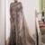 Grey printed tussar silk saree with blouse