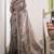 Grey printed tussar silk saree with blouse
