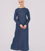 	Navy Blue Contrast Stitch Jilbab | Silk Route | Length 60