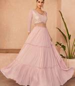 Light-baby-pink embroidered chiffon salwar