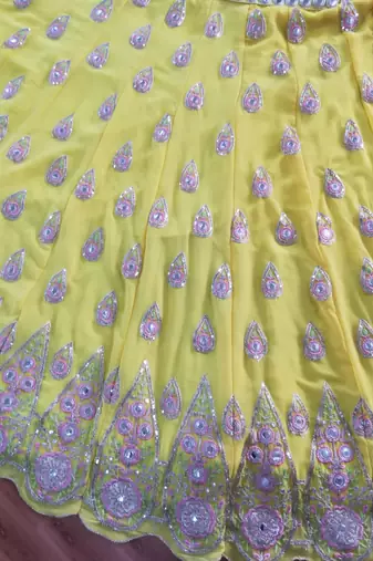 Meghalya Sunshine Yellow Georgette Lehenga Choli Set