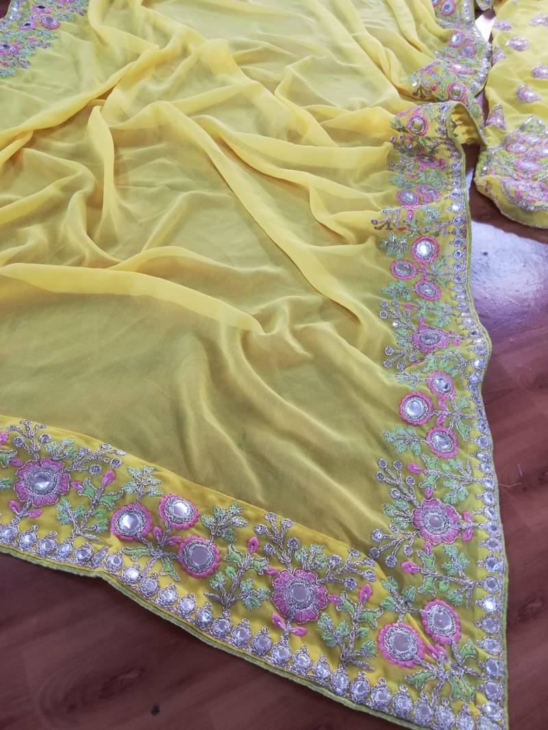 Meghalya Sunshine Yellow Georgette Lehenga Choli Set