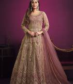 Light-pink embroidered net salwar kameez