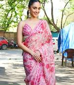 KIYARA ADVANI PINK GEORGETTE BEAUTIFUL SAREE
