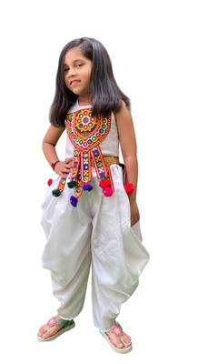 Aglare Dhoti Top top and pant set for babygirl,girls small girls,kids cord set.Saga White 2